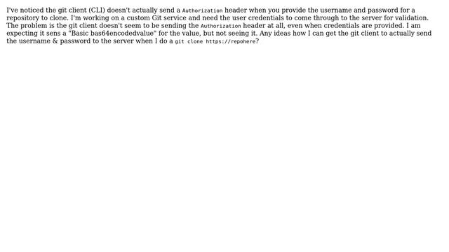 Why doesn't git client send HTTP Basic Authorization header? смотреть онлайн