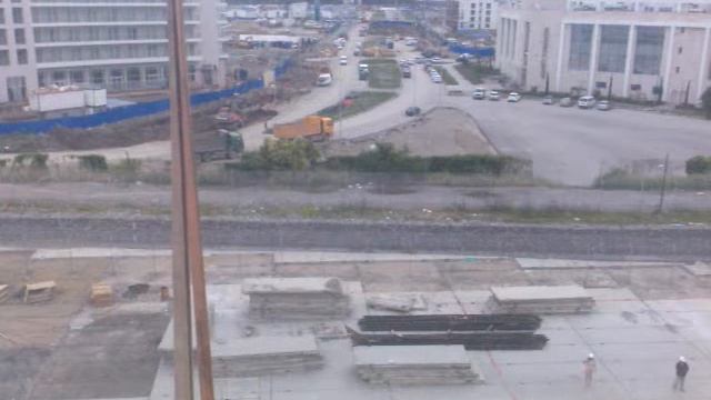 Спаренная работа кранов, вид с кабины крановщика