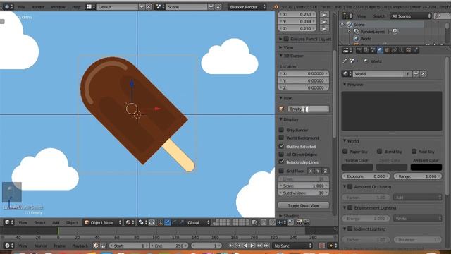 Blender 2.79 - Looping 3D Flying Ice Cream Animation Tutorial смотреть онлайн