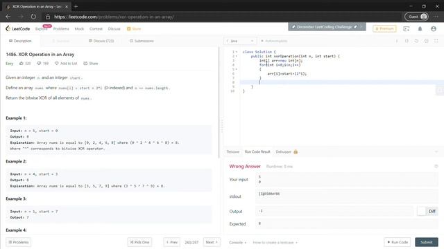 1486. XOR Operation in an Array смотреть онлайн