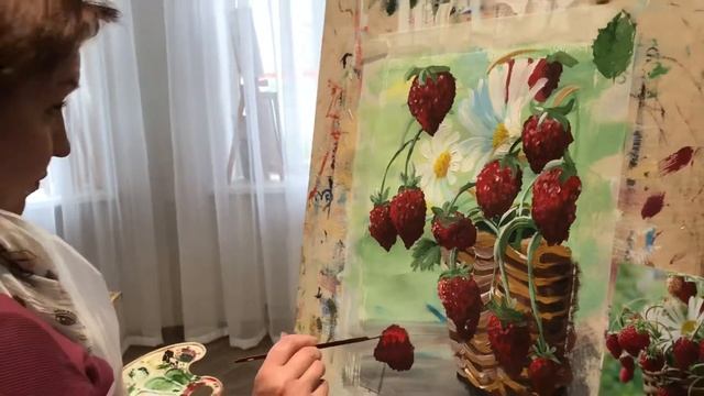 Рисуем символ изобилия. Корзинка с земляникой. смотреть онлайн