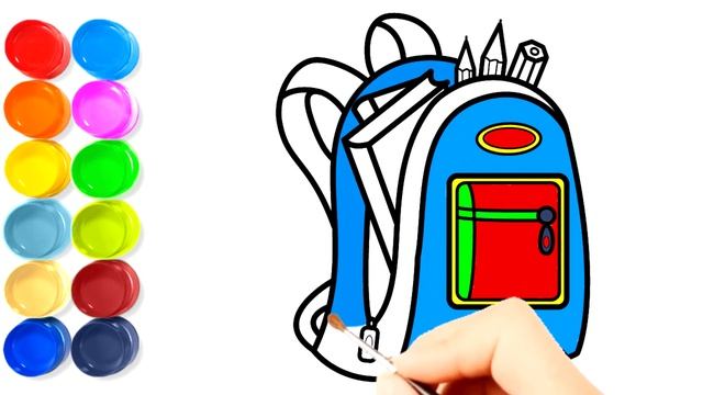 How to Draw a School Bag - School Bag Drawing and Coloring Pages for Kids | Kids Colors TV ? смотреть онлайн