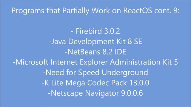 A list of Programs that work on ReactOS [March 2018] смотреть онлайн