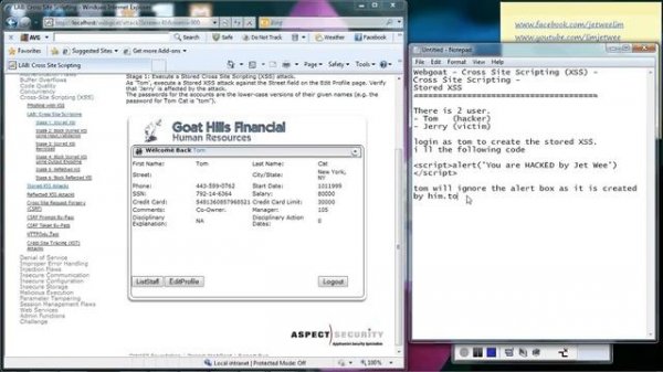 OWASP - Webgoat - Cross Site Scripting - Stored XSS