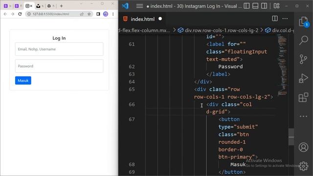 Buat Halaman Login Instagram Dengan HTML & Bootstrap 5.2.2 | Create Instagram Login Page смотреть онлайн