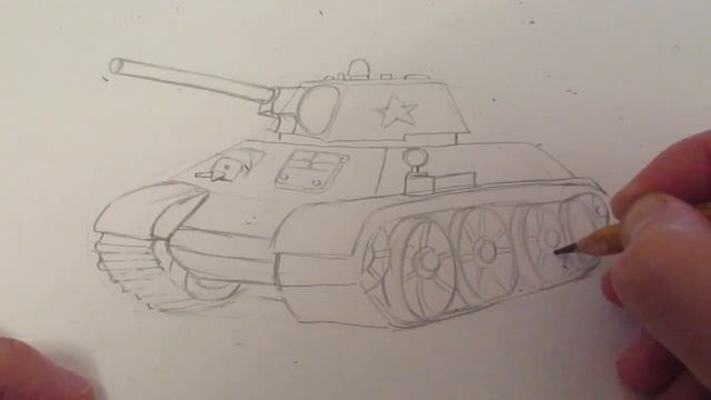 Как нарисовать ТАНК поэтапно цветными карандашами / РИСУНОК НА 9 МАЯ ТАНК Т-34