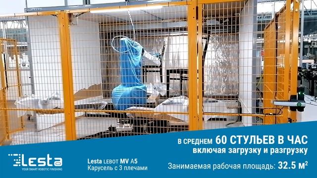 Роботизированная покраска 60 стульев за один час на 32,5 квадратных метрах пространства смотреть онлайн