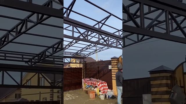 Навесы из поликарбоната Спецкаркас | Сборка навеса на объекте заказчика