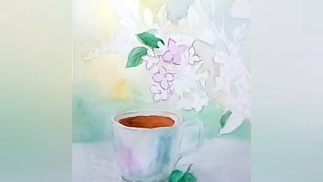 Рисуем сирень и чашку кофе смотреть онлайн