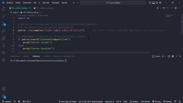 119. Curso Python || Expresiones Regulares || Validaciones смотреть онлайн