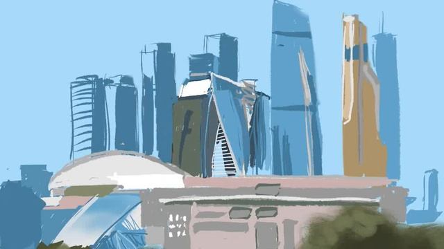 РИСУЮ НА АЙПАДЕ // ГОРОДСКОЙ ПЕЙЗАЖ // МОСКВА СИТИ ? смотреть онлайн