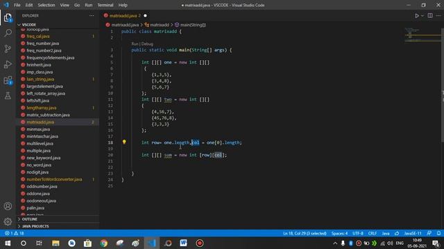 Program to Add Two Matrices in Java using Visual Studio Code смотреть онлайн
