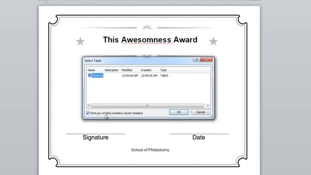 Word: Simple mail merge. Certificate example смотреть онлайн
