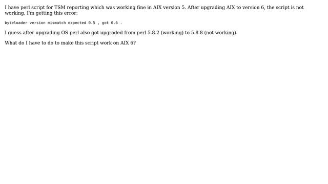 DevOps & SysAdmins: Perl script error: byteloader version mismatch смотреть онлайн