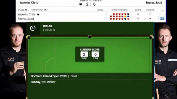 Judd Trump vs Chris Wakelin Northern Ireland open snooker 2023 live Score stream