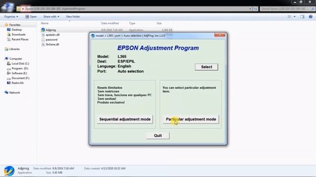Epson Adjustment Program Resetter Epson L130 L220 L310 L360 L365. No1 Channel.