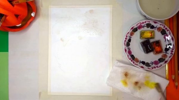 EASY CRAFT IDEAS autumn squirrel art, drawing with watercolor and watercolor pencils