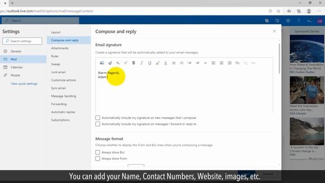 How To Add Signature In Outlook смотреть онлайн
