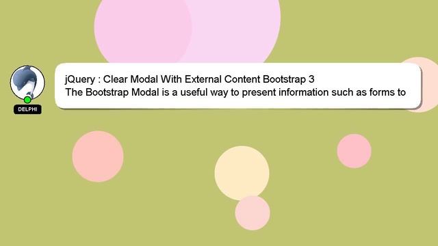 jQuery : Clear Modal With External Content Bootstrap 3 смотреть онлайн