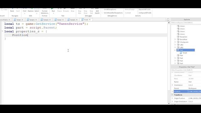 Скрипт плавной анимации в RobloxStudio - TweenService