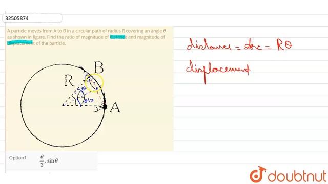 A particle moves from A to B in a circular path of radius R covering an angle `theta` as shown in смотреть онлайн
