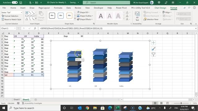3D Chart for Weekly Sale in Excel смотреть онлайн