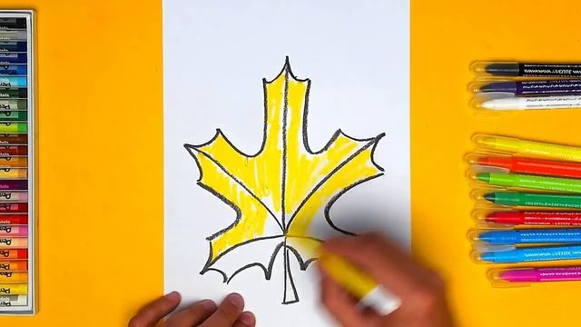 Как нарисовать ЛИСТ КЛЕНА - рисунки для детей. смотреть онлайн
