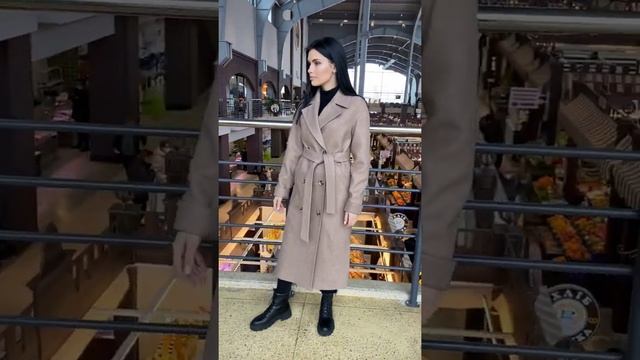 Элегантное классическое демисезонное женское пальто на пуговицах, с поясом, цвет Мокко смотреть онлайн
