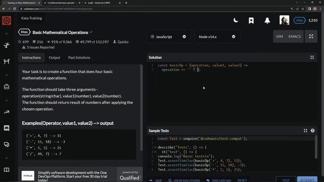 Codewars 8 kyu Basic Mathematical Operations Javascript смотреть онлайн