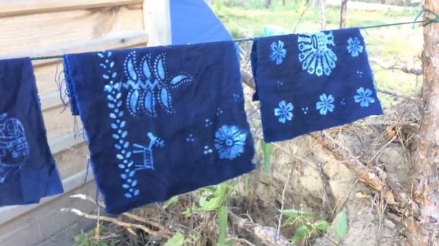 Сибирская застава - кубовая набойка ткани.