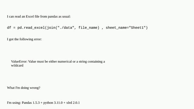 Unable to read an Excel file using Pandas смотреть онлайн