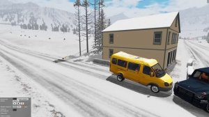 СМЕРТЕЛЬНЫЙ ГОЛОЛЁД! МАШИНУ ЗАНЕСЛО НА ВСТРЕЧКУ | BeamNG.drive