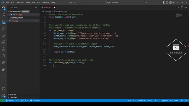Build Age Calculator Program in Python | Python Tutorial for Beginners смотреть онлайн