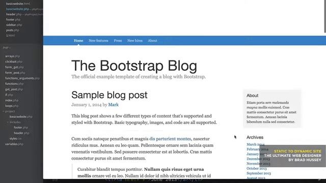 006 PHP Project Convert a Static Website into a Dynamic PHP Site Tutorial смотреть онлайн