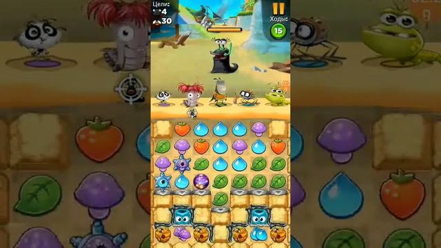 🐞 Букашки игра Best Fiends финал, фан-уровень 1864 - Пчелиный курорт - берем правильных букашек! смотреть онлайн