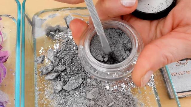Purple Vs Silver - Mixing Makeup Eyeshadow Into Slime! Special Series 65 Satisfying Slime Video
