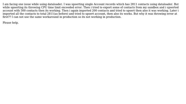 Salesforce: dataloader showing cpu time limit exceeded смотреть онлайн