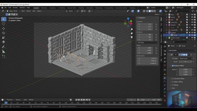 Уроки Blender для начинающих. Выручай-комната из Гарри Поттера. Low Poly стилизация. Isometric Art