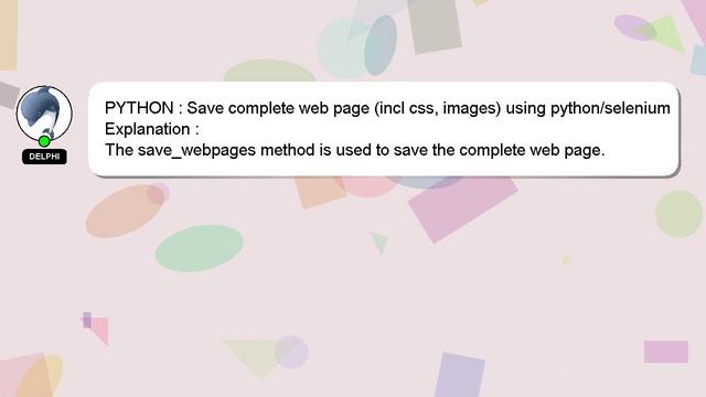PYTHON : Save complete web page (incl css, images) using python/selenium смотреть онлайн