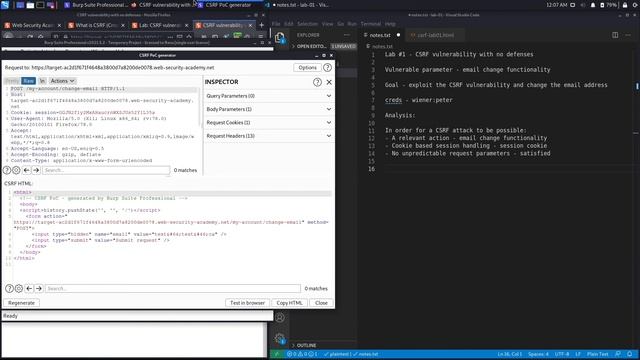 CSRF - Lab #1 CSRF vulnerability with no defenses | Short Version смотреть онлайн