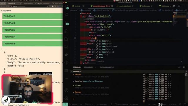 Creare un Accordion con Vue Js e Sperimentiamo JSON SERVER - Live Stream смотреть онлайн