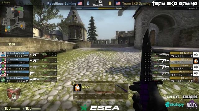 ESEA S25 Open | Team EKO Gaming (5-1) vs Rebellious Gaming (3-3) | de_cbble смотреть онлайн