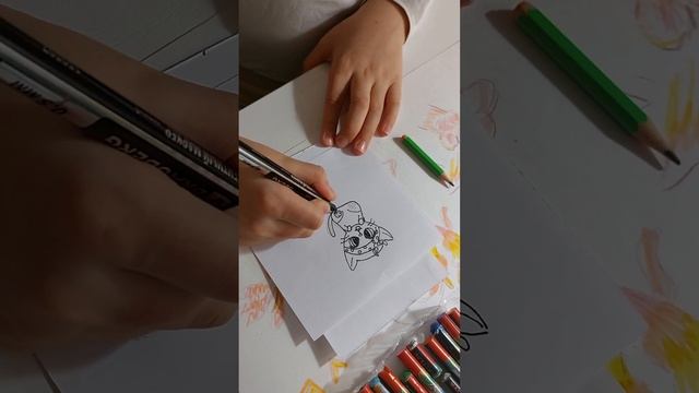РИСУЕМ КОТЁНКА ВОСКОВЫМИ МЕЛКАМИ И ФЛОМАСТЕРОМ ? смотреть онлайн