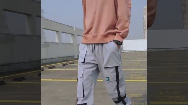 Мужские повседневные облегающие брюки шаровары с лентами и множеством карманов, длиной до щиколотки смотреть онлайн