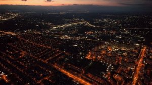 Вечерний Красноярск с высоты, март 2023