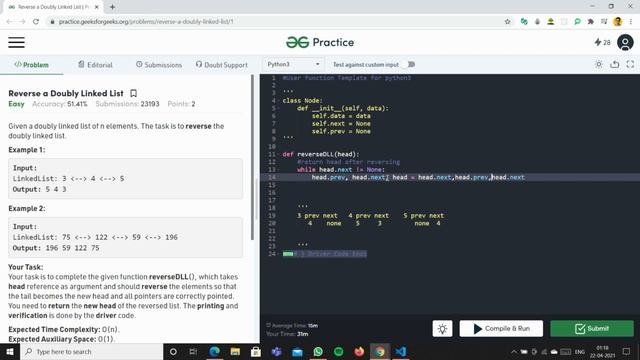Reverse a Doubly Linked List | GFG | Python | Love Babbar DSA Cracker Sheet смотреть онлайн
