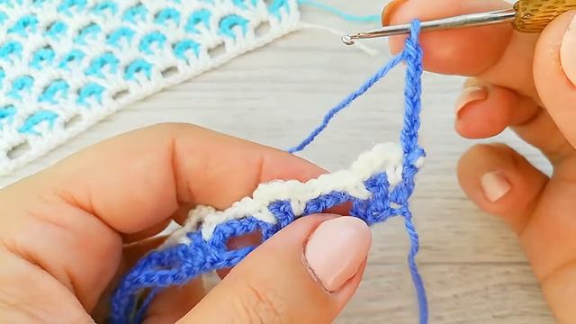 Узор крючком двухцветный - для летних и теплых изделий. смотреть онлайн