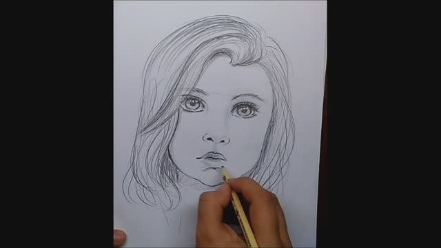 Как нарисовать девочку \\ Детский портрет // Нарисовать лицо смотреть онлайн
