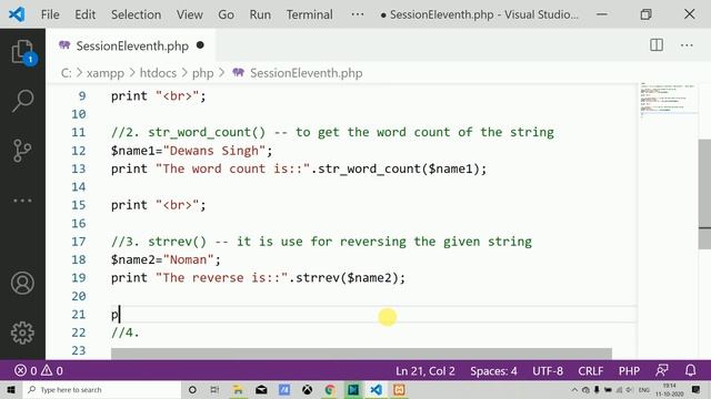 Learn PHP in Hindi | String functions in PHP - Part 1st | Tutorial for Beginners | PHP @Session11th смотреть онлайн
