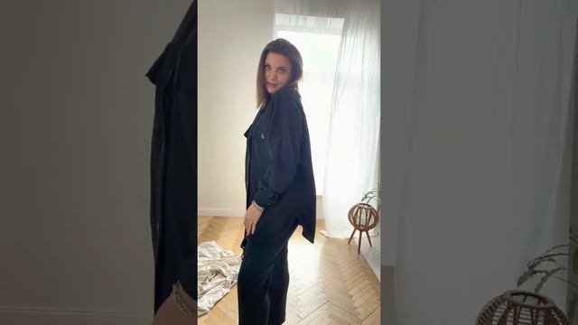 Комплект стиль спорт-шик черный трикотаж 3014 | рубашка-кардиган 4006 | брюки 6005 | одежда BegiMod смотреть онлайн